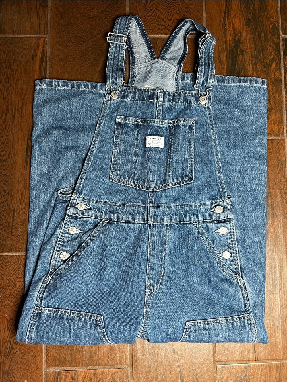 Levi’s Premium Wide Leg Double Knee Denim Jean Straight Leg Overalls Size Large